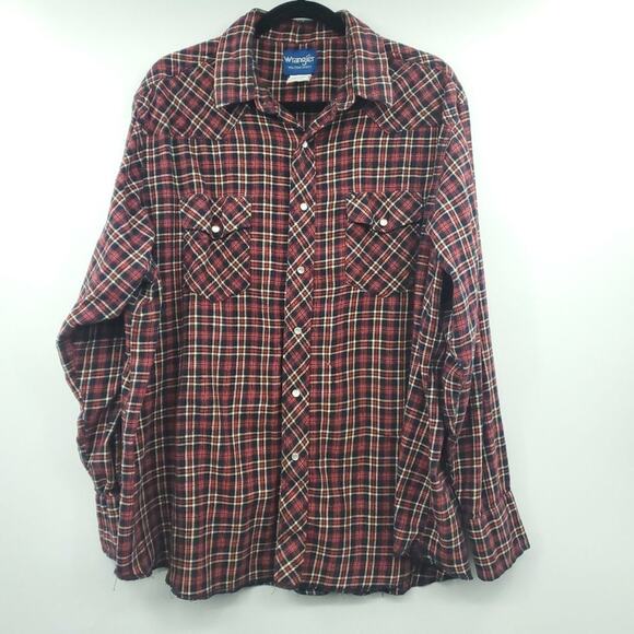 Wrangler Pearl Snap Button Plaid Long Sleeve Shirt XXL - Picture 1 of 13